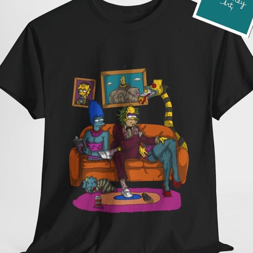 Beetlejuice Simpsons Style Shirt, Girls, Spooky, Goth, Halloween Tee